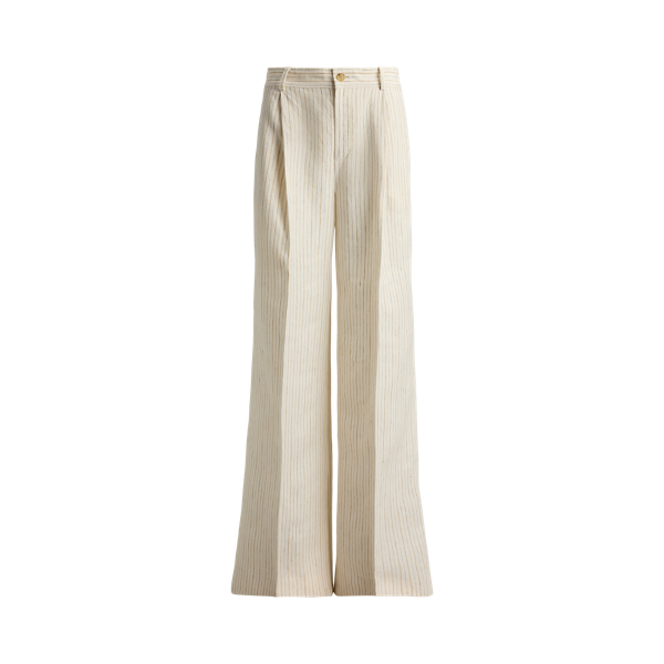 Canyon Sand Multi Pinstripe Linen Wide-Leg Pant Lauren 2