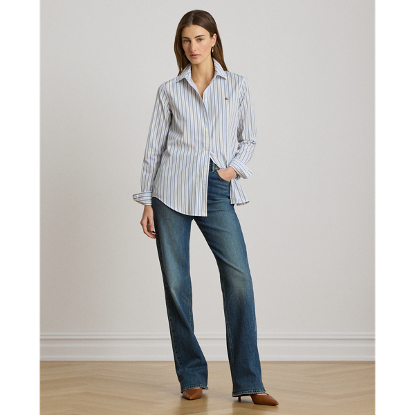 Gestreiftes Classic-Fit Baumwollhemd Lauren in Blau multi 7