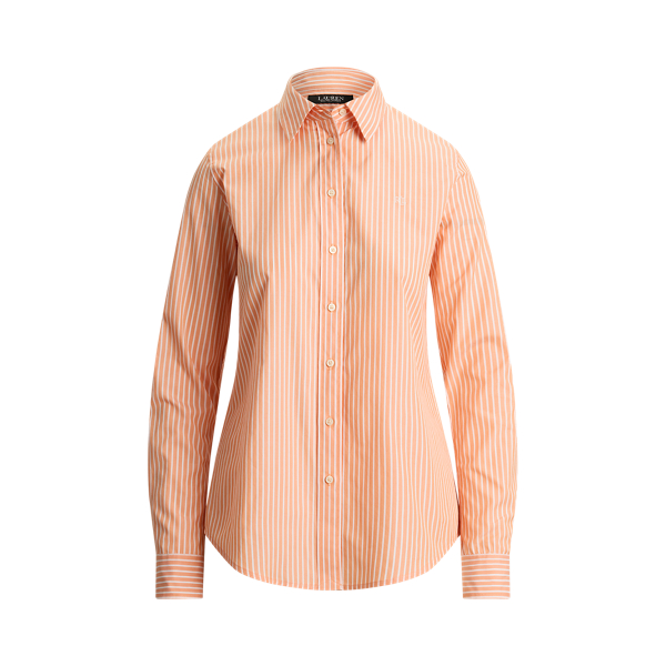 Orange/White Classic Fit Striped End-on-End Shirt Lauren 2