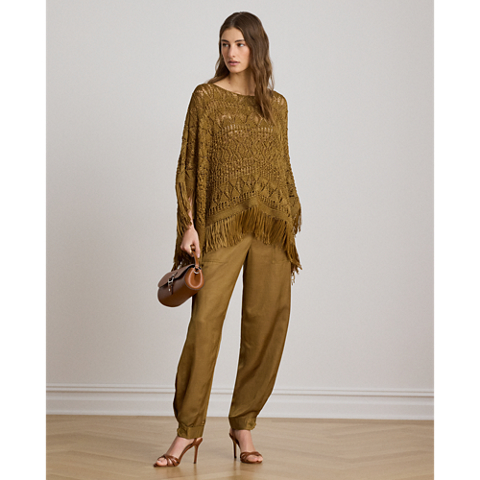 Женские свитеры Ralph Lauren Fringe-Trim Pointelle Sweater Poncho