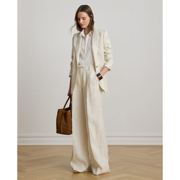 Canyon Sand Multi Pinstripe Linen Blazer Lauren 4