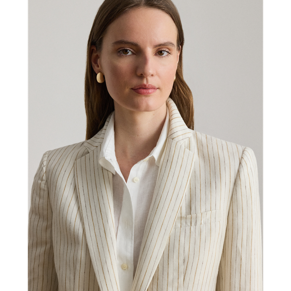 Canyon Sand Multi Pinstripe Linen Blazer Lauren 6