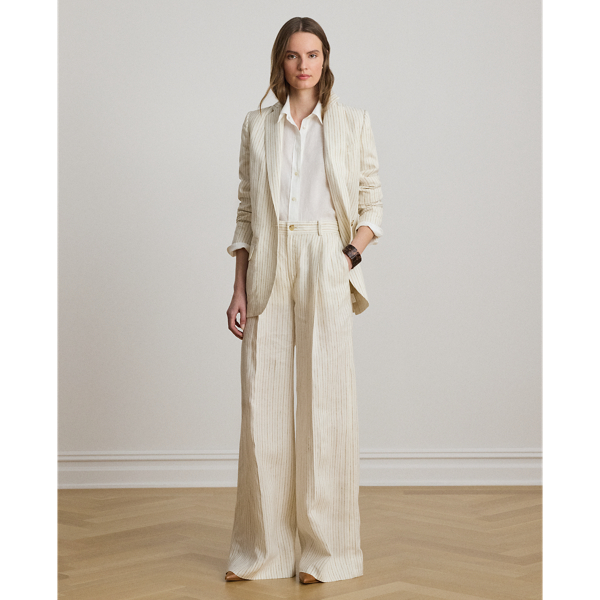 Canyon Sand Multi Pinstripe Linen Blazer Lauren 8