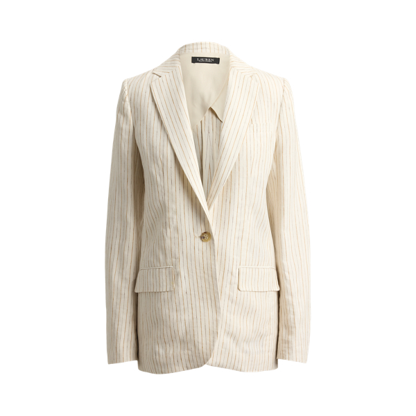 Canyon Sand Multi Pinstripe Linen Blazer Lauren 2