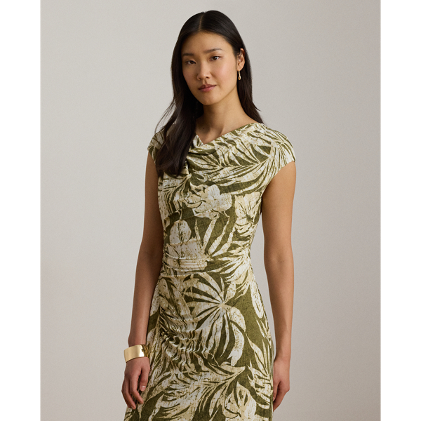 Jerseykleid mit Wasserfallausschnitt Lauren in Olivgr&uuml;n multi 4
