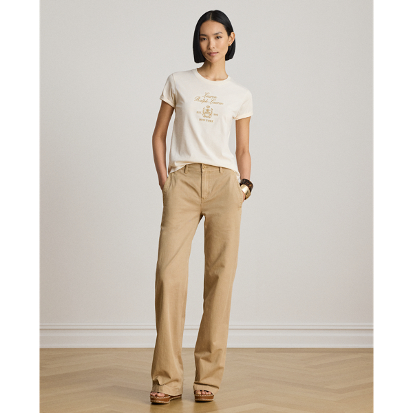 Mascarpone Cream Embroidered-Crest Cotton Jersey Tee Lauren 4