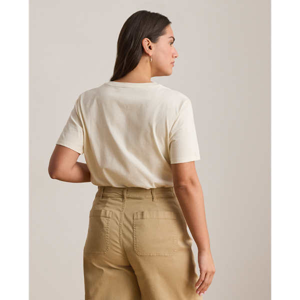 Mascarpone Cream Embroidered-Crest Cotton Jersey Tee Lauren 9