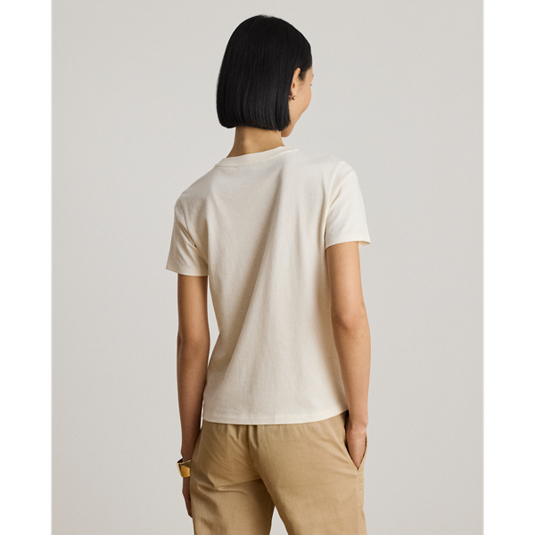 Mascarpone Cream Embroidered-Crest Cotton Jersey Tee Lauren 5