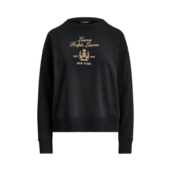 Black Embroidered-Crest French Terry Pullover Lauren 2