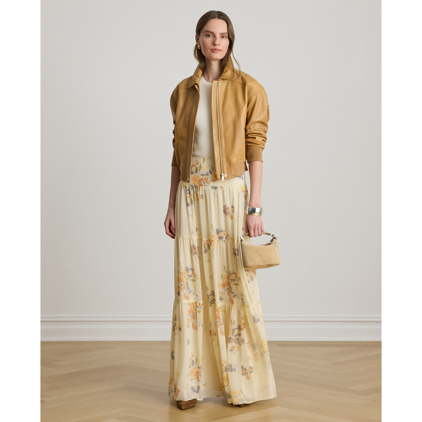 Женские юбки Lauren Ralph Lauren Floral Georgette Tiered Maxiskirt, цвет: Кремовый разноцветный — фото 5