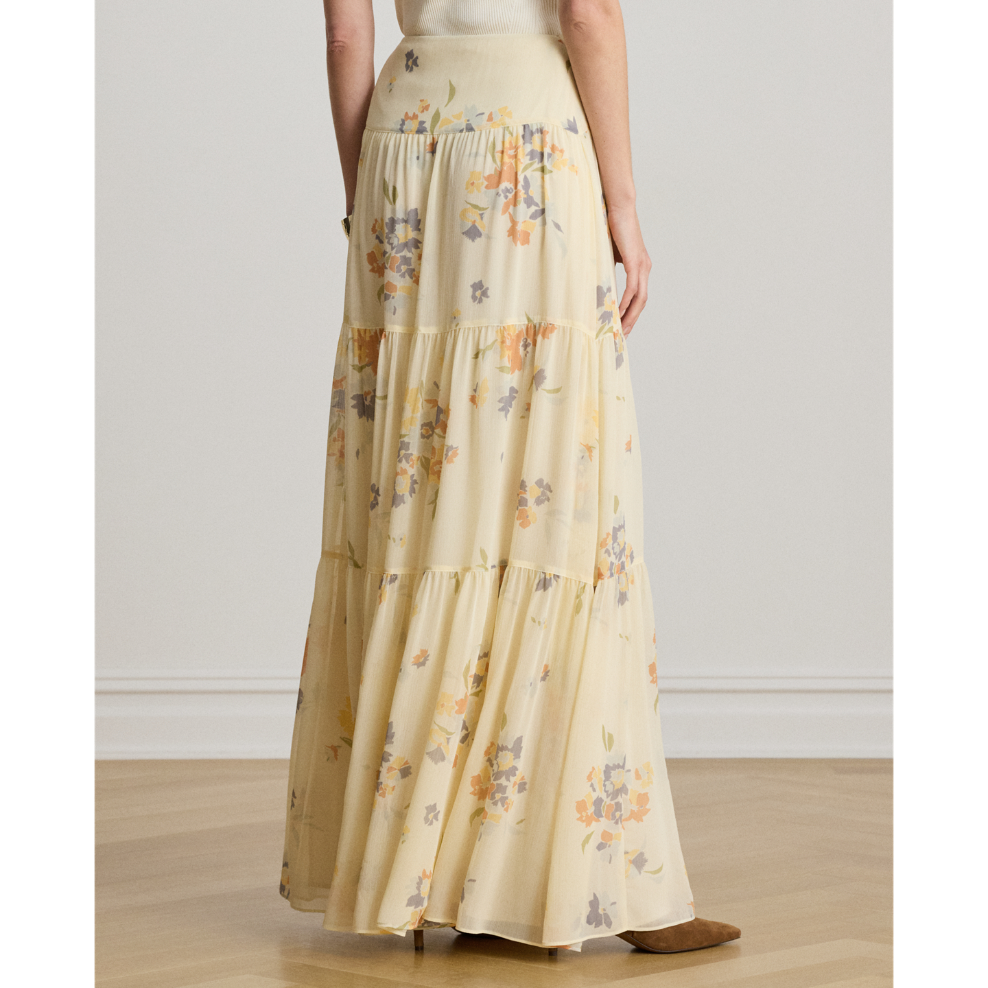 Женские юбки Lauren Ralph Lauren Floral Georgette Tiered Maxiskirt, цвет: Кремовый разноцветный — фото 2