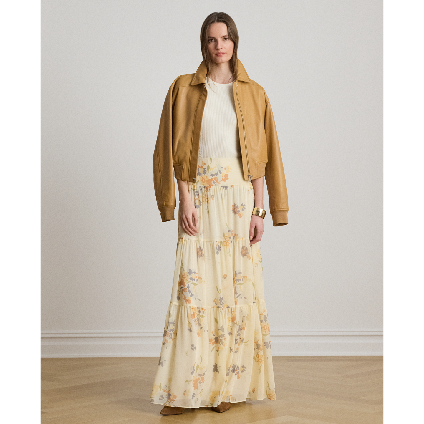 Женские юбки Lauren Ralph Lauren Floral Georgette Tiered Maxiskirt, цвет: Кремовый разноцветный — фото 4