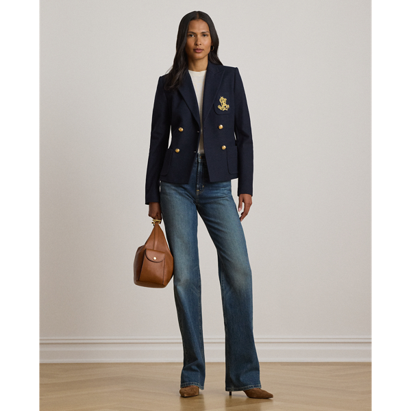 Lauren Navy Double-Breasted Stretch Piqu&eacute; Blazer Lauren 4