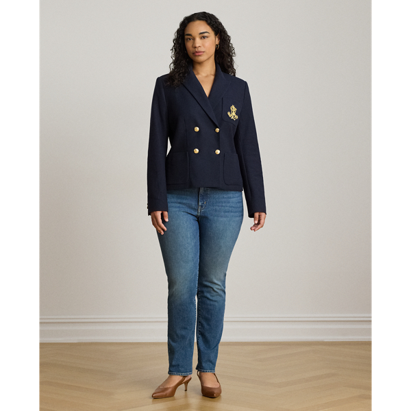 Lauren Navy Double-Breasted Stretch Piqu&eacute; Blazer Lauren 10