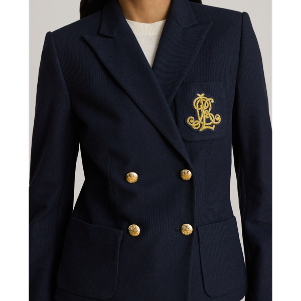 Lauren Navy Double-Breasted Stretch Piqu&eacute; Blazer Lauren 6