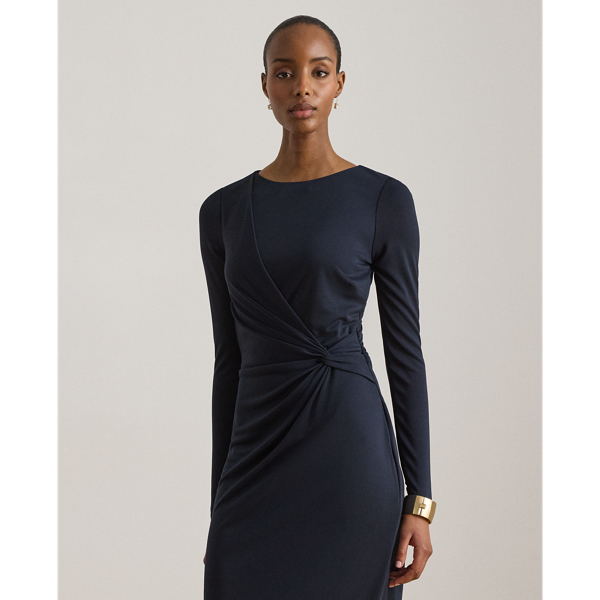 Lauren Navy Twist-Front Jersey Boatneck Dress Lauren 4