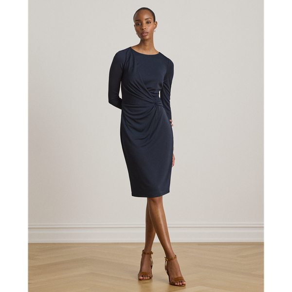 Lauren Navy Twist-Front Jersey Boatneck Dress Lauren 1