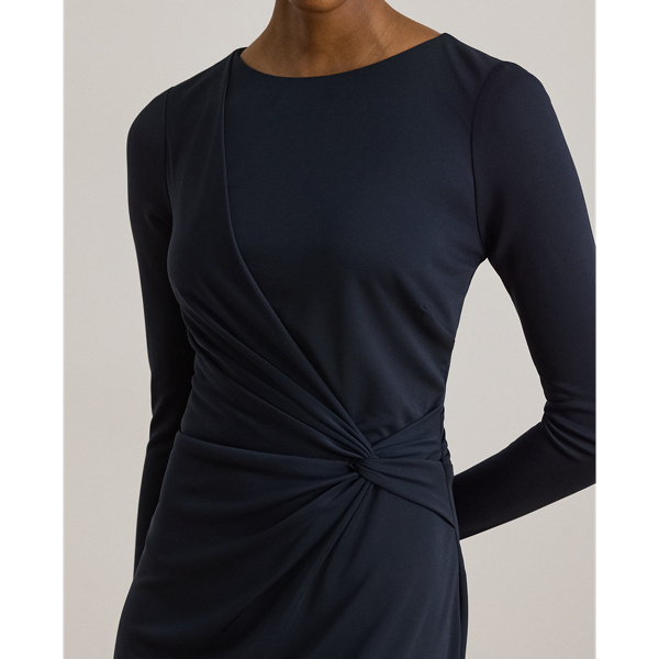Lauren Navy Twist-Front Jersey Boatneck Dress Lauren 6