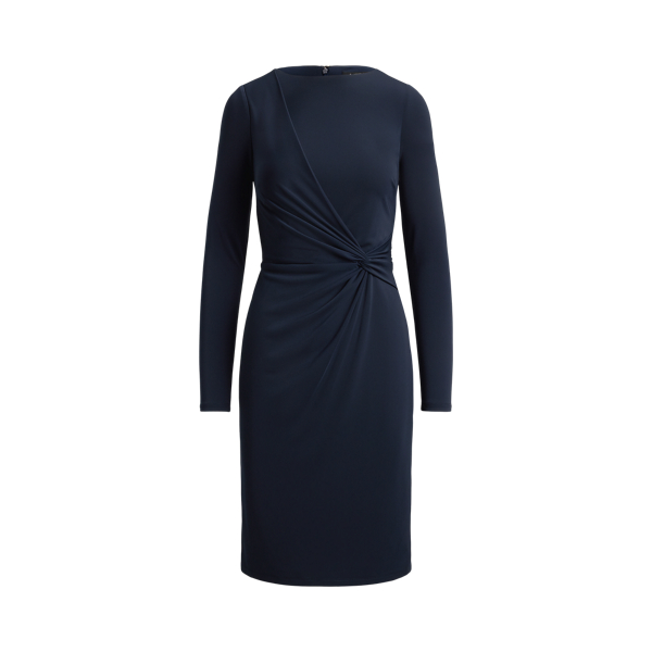 Lauren Navy Twist-Front Jersey Boatneck Dress Lauren 2