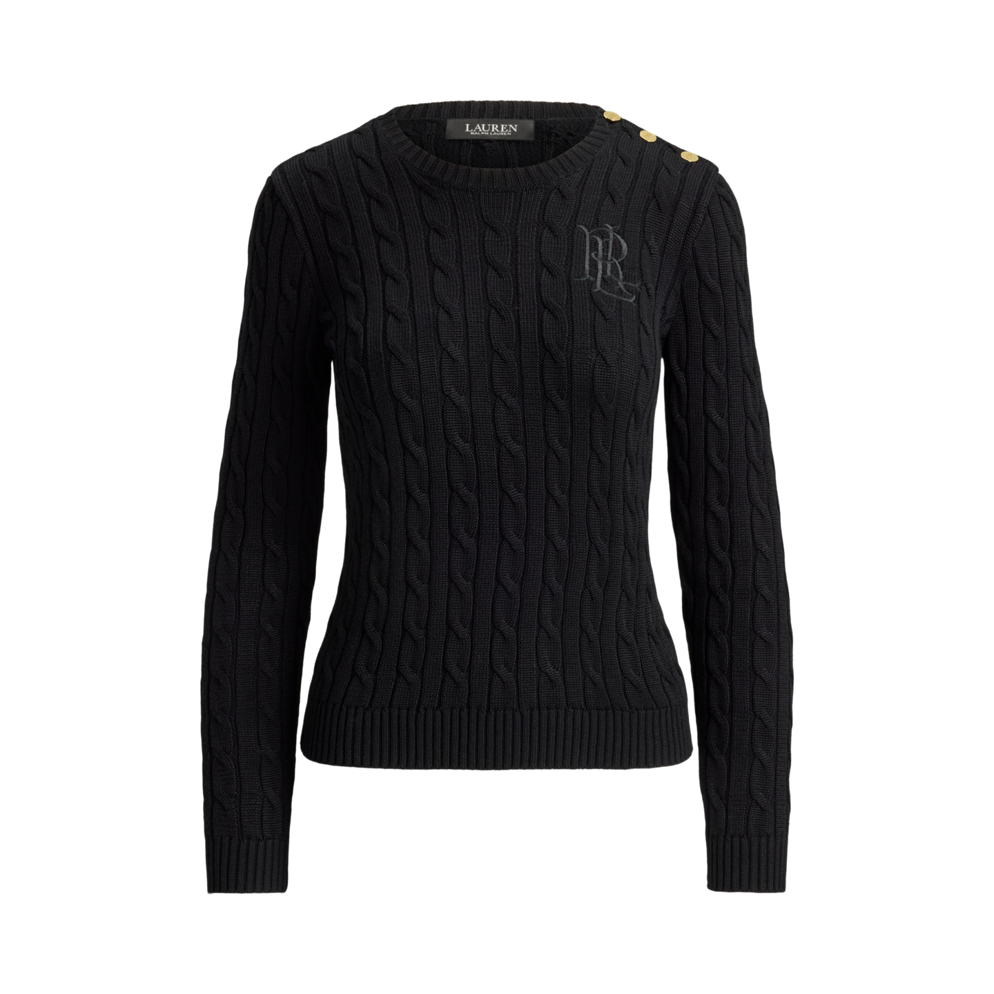 Женский свитер Ralph Lauren Button-Trim Cable-Knit, цвет: Чёрный — фото 6