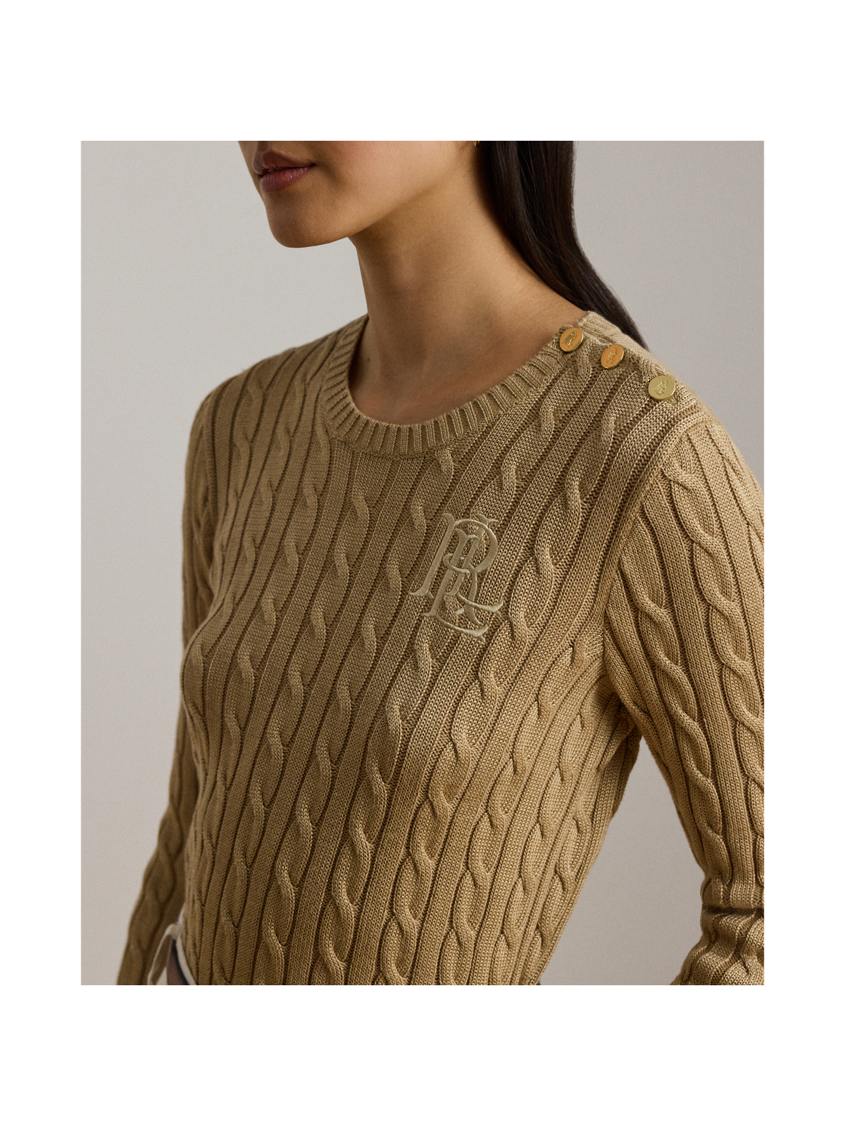 Женские свитеры Ralph Lauren Button-Trim Cable-Knit Sweater — фото 3