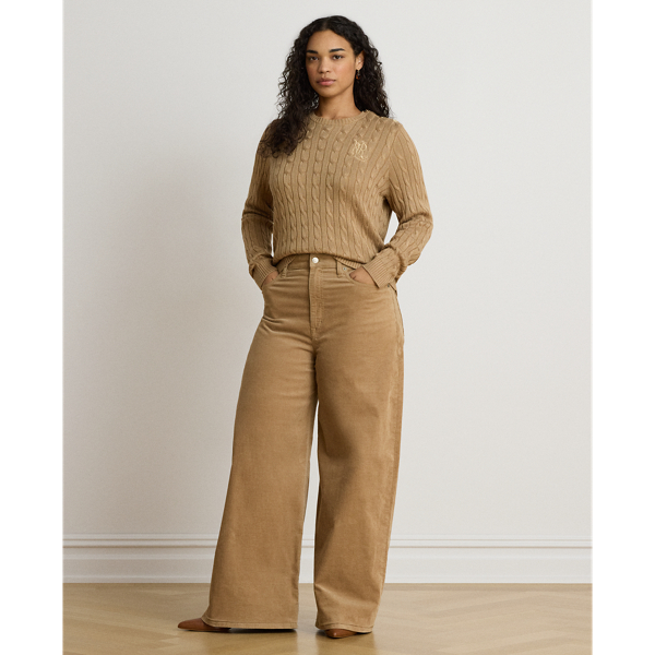 Button-Trim Cable-Knit Sweater