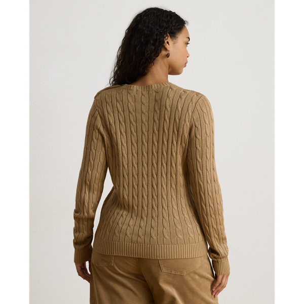 Button-Trim Cable-Knit Sweater