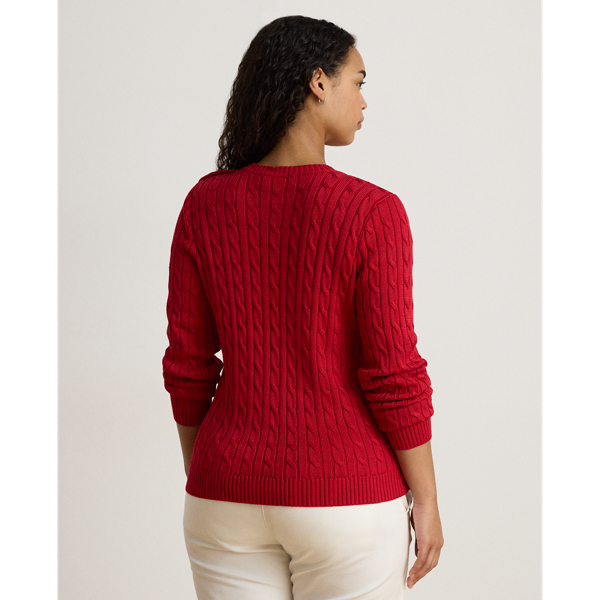 Button-Trim Cable-Knit Sweater
