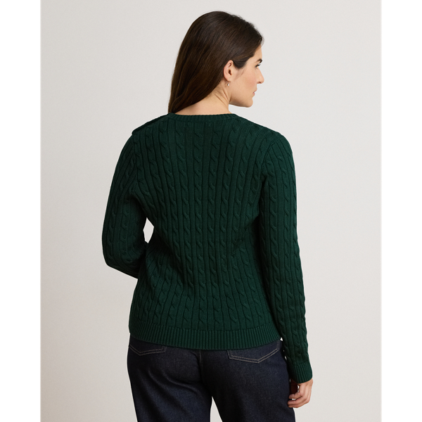 Button-Trim Cable-Knit Sweater