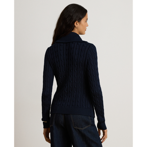 Pullover mit Zopfmuster und Schalkragen