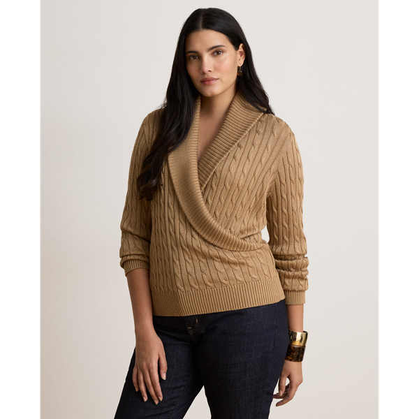 Lauren Camel Cable Cotton-Blend Shawl-Collar Jumper Lauren 8