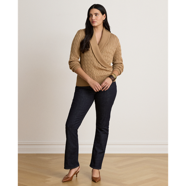 Lauren Camel Cable Cotton-Blend Shawl-Collar Jumper Lauren 9