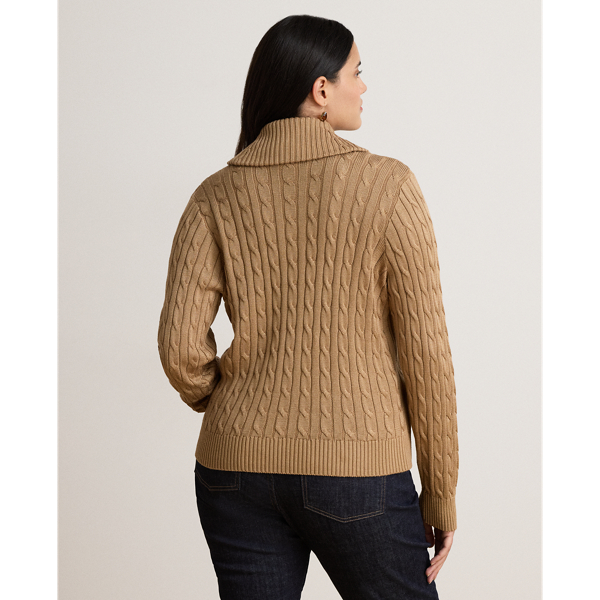 Lauren Camel Cable Cotton-Blend Shawl-Collar Jumper Lauren 10