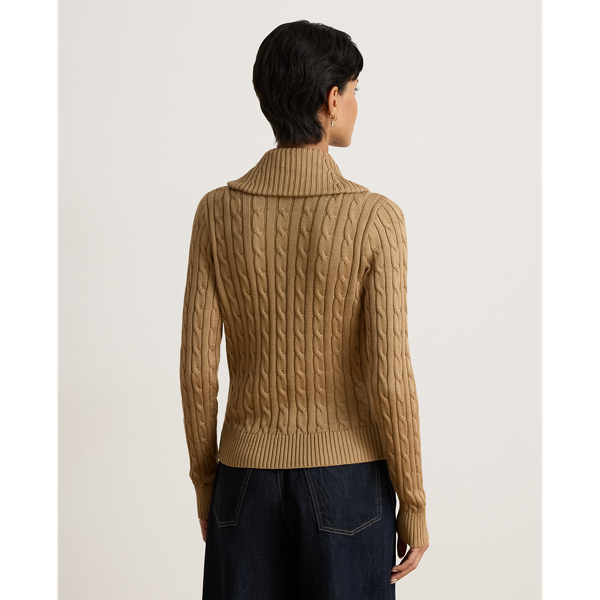 Lauren Camel Cable Cotton-Blend Shawl-Collar Jumper Lauren 5
