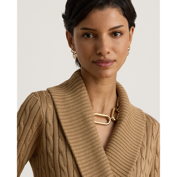Lauren Camel Cable Cotton-Blend Shawl-Collar Jumper Lauren 6