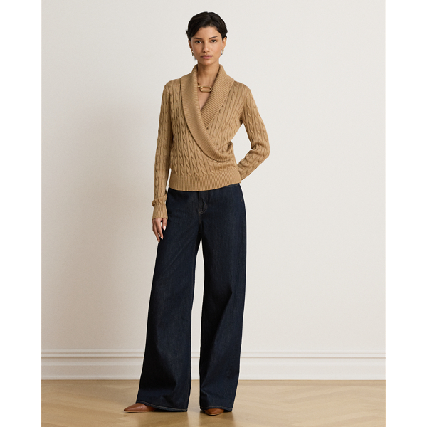 Lauren Camel Cable Cotton-Blend Shawl-Collar Jumper Lauren 7
