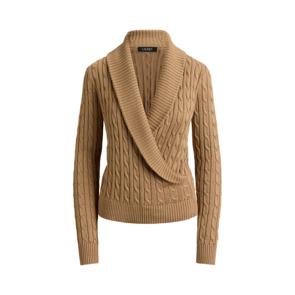 Lauren Camel Cable Cotton-Blend Shawl-Collar Jumper Lauren 2