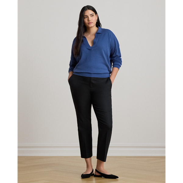 Inky Blue Cotton-Modal Polo Sweater Lauren 9