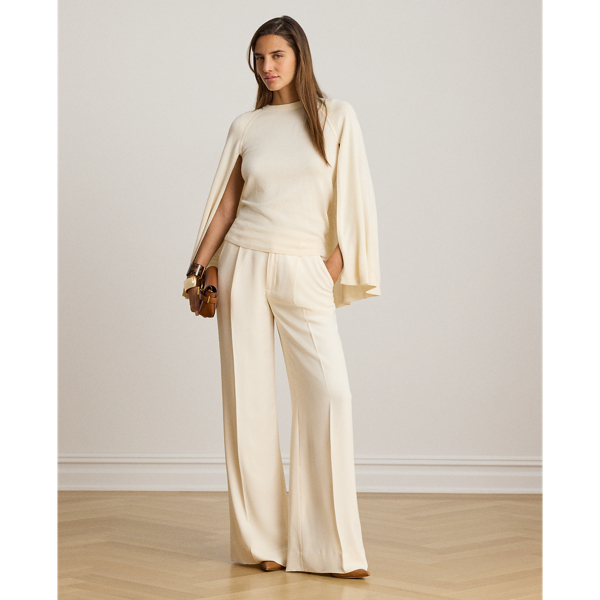 Rundhalspullover mit Cape Lauren in Mascarpone-Creme 4