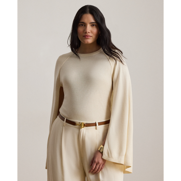 Rundhalspullover mit Cape Lauren in Mascarpone-Creme 8