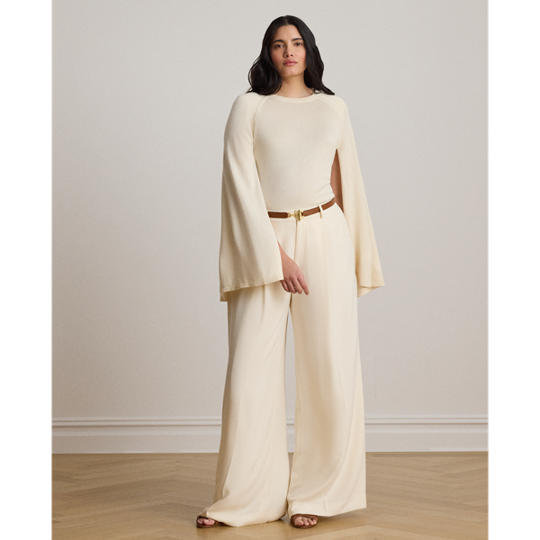 Rundhalspullover mit Cape Lauren in Mascarpone-Creme 9