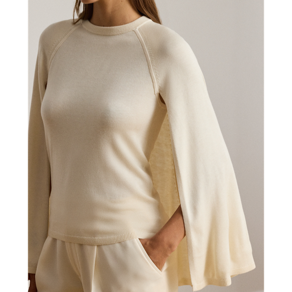 Rundhalspullover mit Cape Lauren in Mascarpone-Creme 6