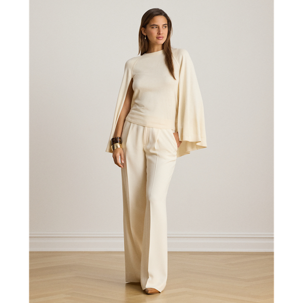 Rundhalspullover mit Cape Lauren in Mascarpone-Creme 7