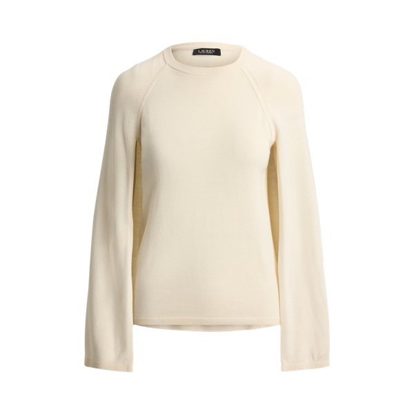 Rundhalspullover mit Cape Lauren in Mascarpone-Creme 2