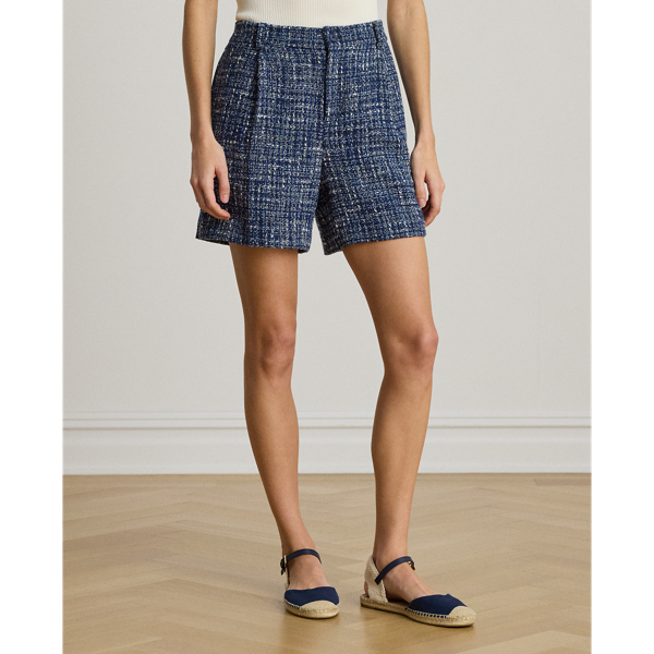 Navy Blue Multi Pleated Boucl&eacute; Short Lauren 4