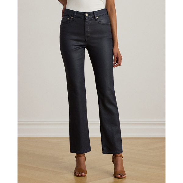 Colour: Navy Coated Coated High-Rise Straight Ankle Jean Lauren 4