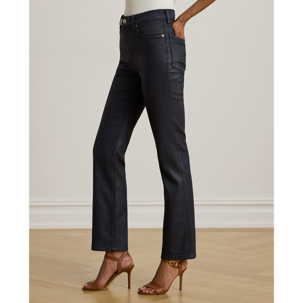 Colour: Navy Coated Coated High-Rise Straight Ankle Jean Lauren 5