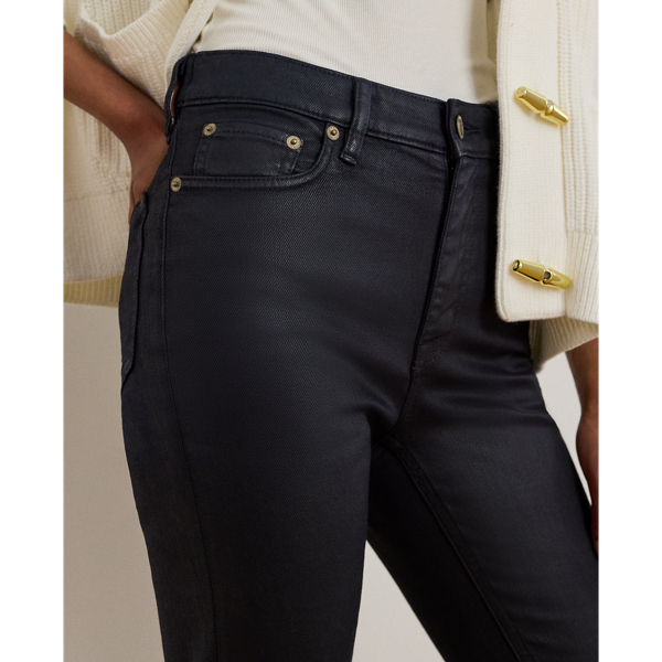 Colour: Navy Coated Coated High-Rise Straight Ankle Jean Lauren 7