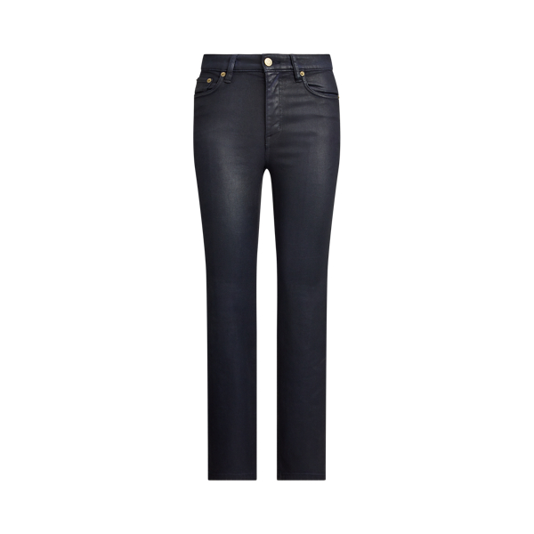 Colour: Navy Coated Coated High-Rise Straight Ankle Jean Lauren 2