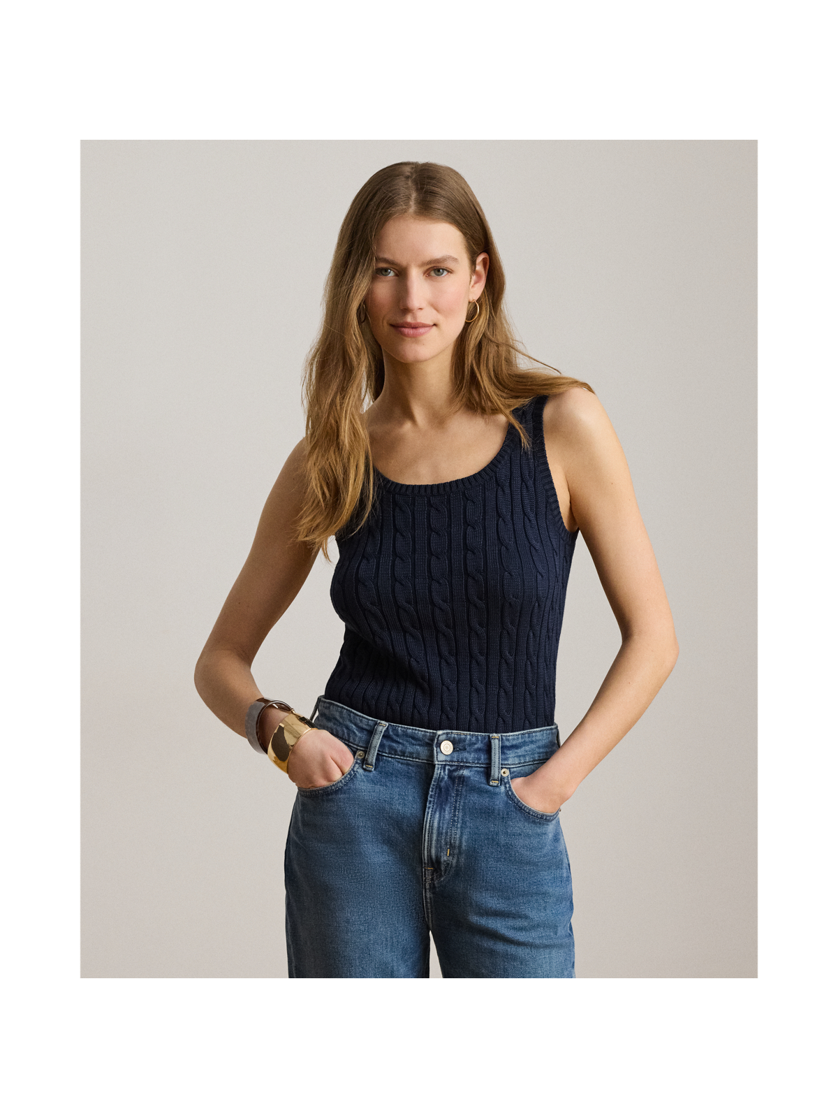 Женские свитеры Ralph Lauren Cable Cotton-Blend Sleeveless Sweater — фото 5